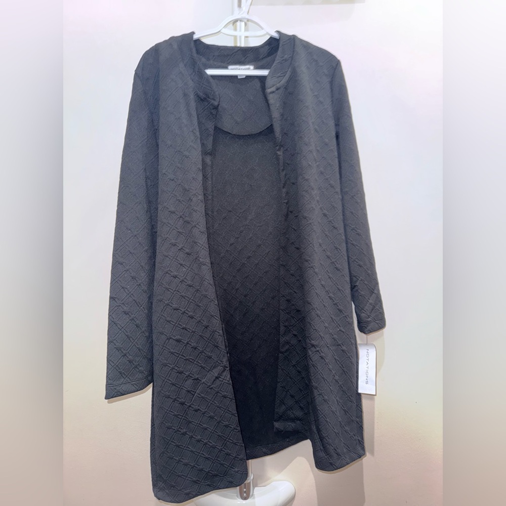 Notations Black Quilted Open-Front Cardigan